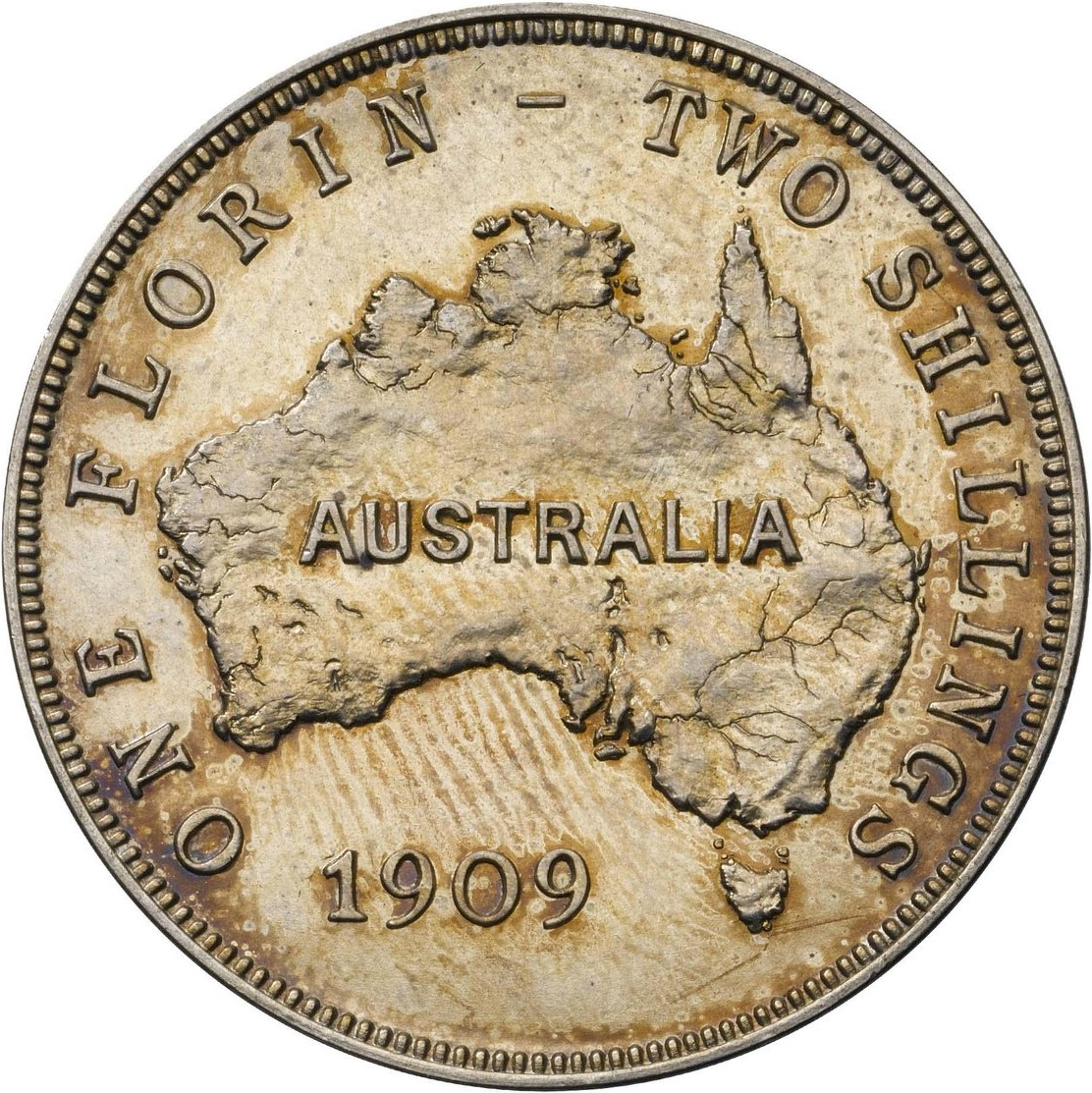 1909 Australian florin pattern reverse