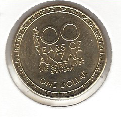 Reverse of 2014 ANZAC Dollar Mule