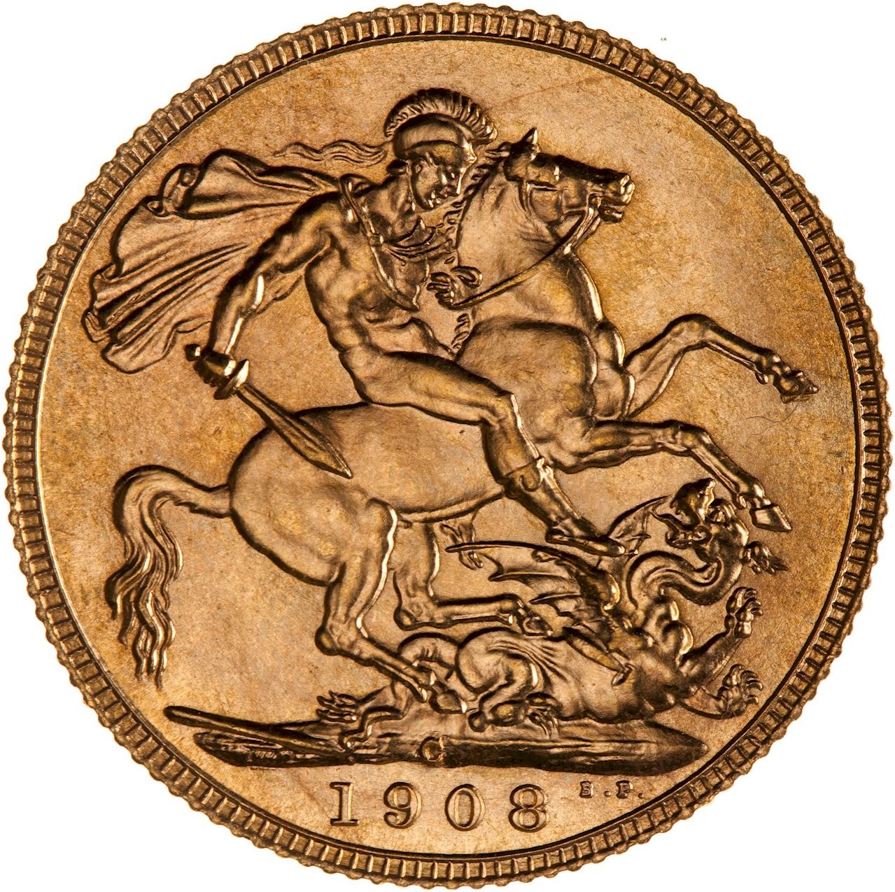 1908C specimen sovereign reverse