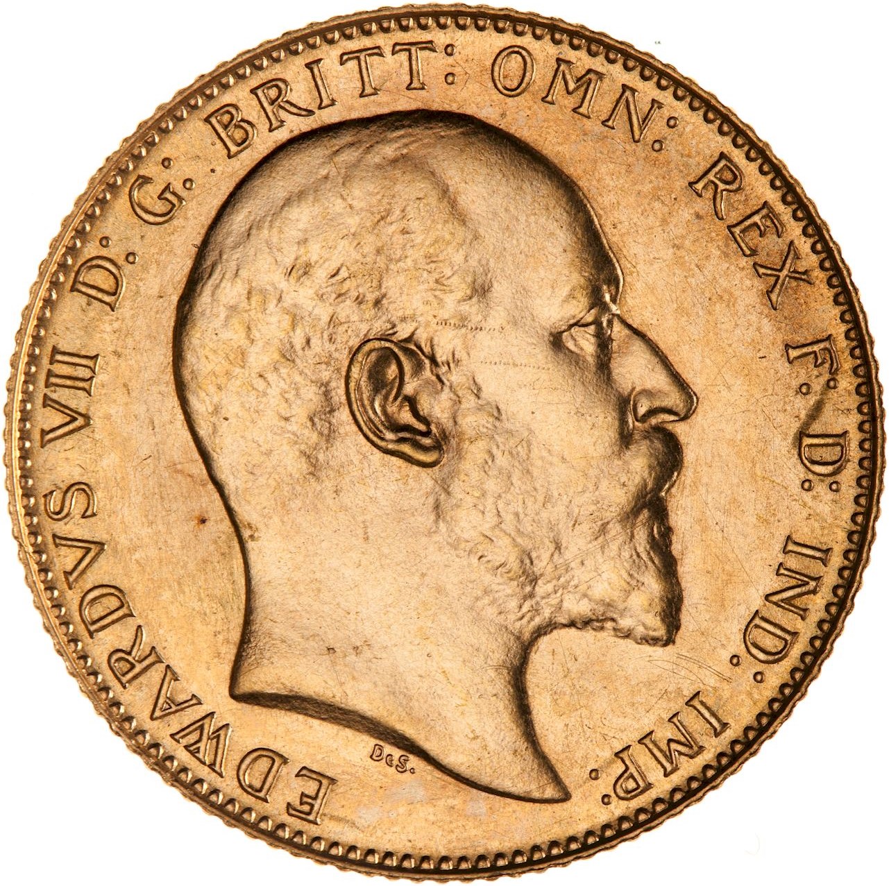 1908C specimen sovereign obverse