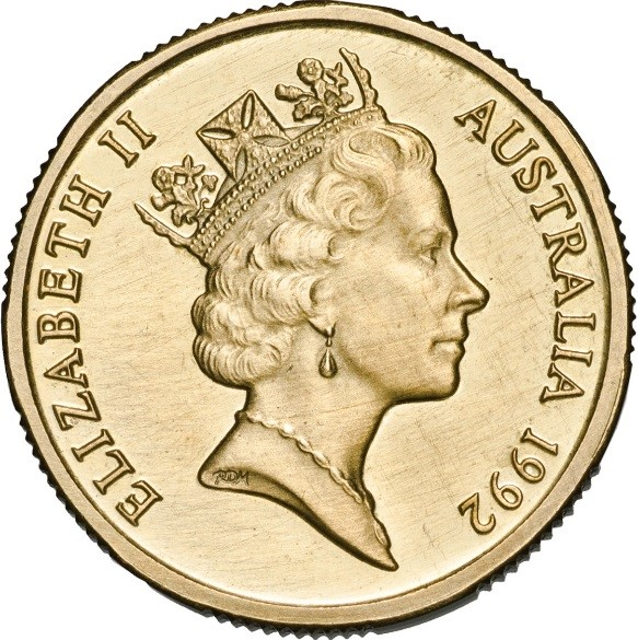 Obverse of 1992 Mob of Roos dollar
