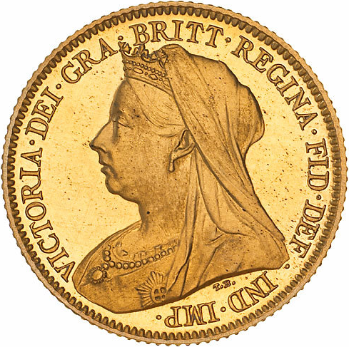 Type 2 Veiled Head Half Sovereign Obverse