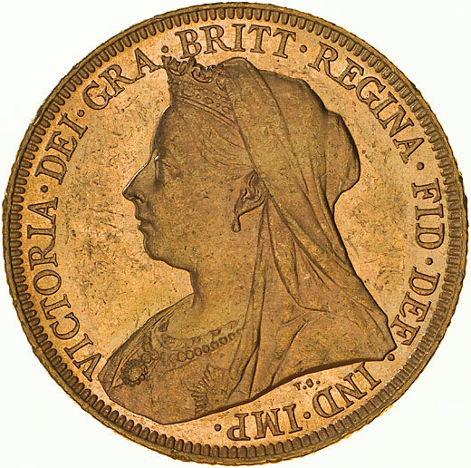 Type 2 Veiled Head Sovereign Obverse