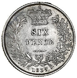 1837 Sixpence Mule Reverse