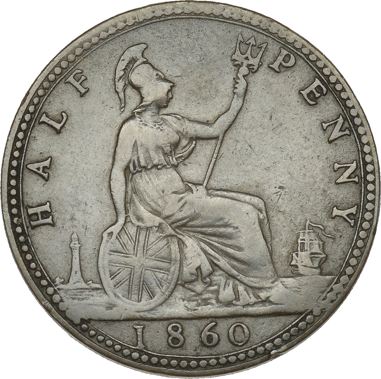 1860 mule halfpenny reverse