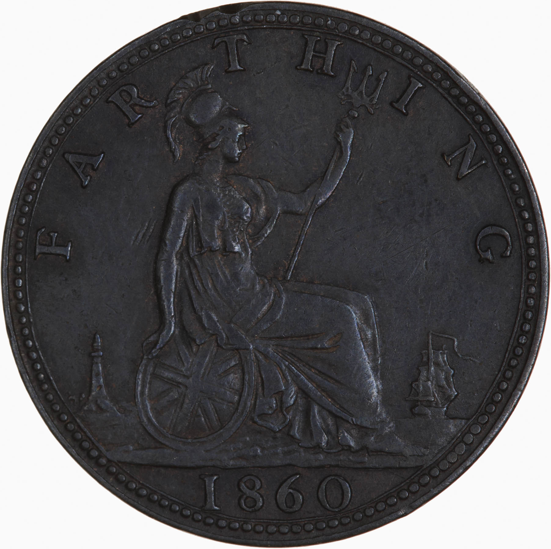 1860 farthing reverse A