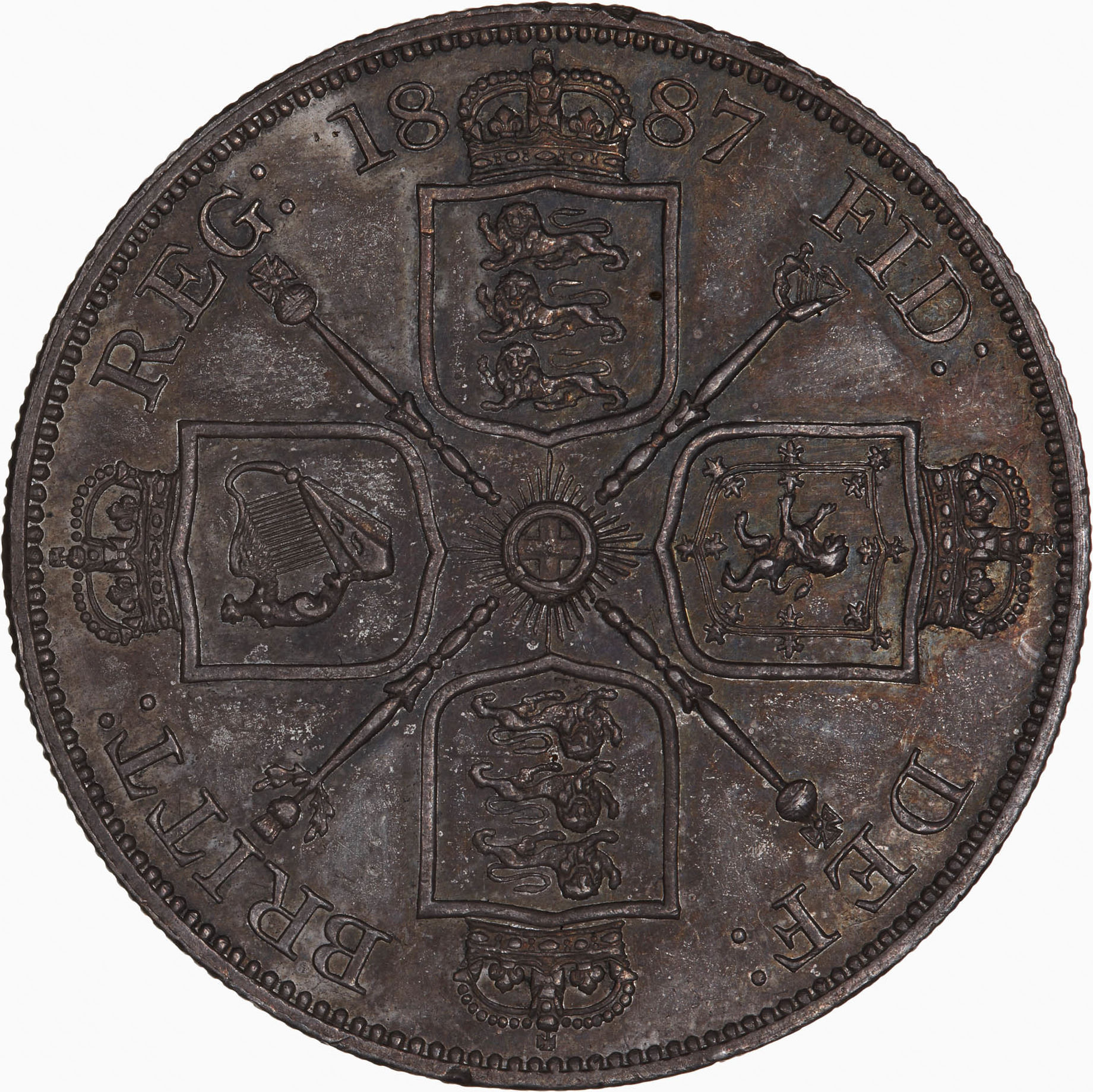 1887 Double Florin 2+B reverse